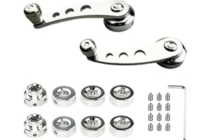 Flylin 2Pcs Car Window Crank Handle, Aluminum Billet Car Wagon Door Window Winder with Hex Wrench and Screws, Window Riser Winder Crank Replacement Fit for Classic Car (Silver)