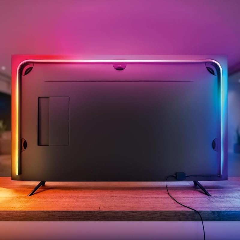 Lightstrip Play Gradient pour TV 65 pouces, Bande ambilight pour synchronisation de la lumière avec l'écran, Bande led compatible avec Alexa, Google Assistant et Apple Homekit