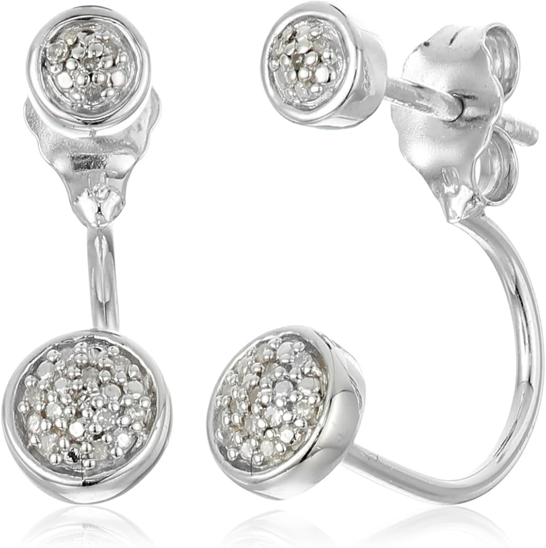 Sterling Silver Diamond Accent Round Earrings Jewelry
