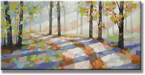 Amazon Co Jp Yatehui 落ち葉の美しい道路絵画 100 手描きキャンバス油絵 木製ストレッチホーム装飾 すぐに掛けられます 45x90cm ホーム キッチン