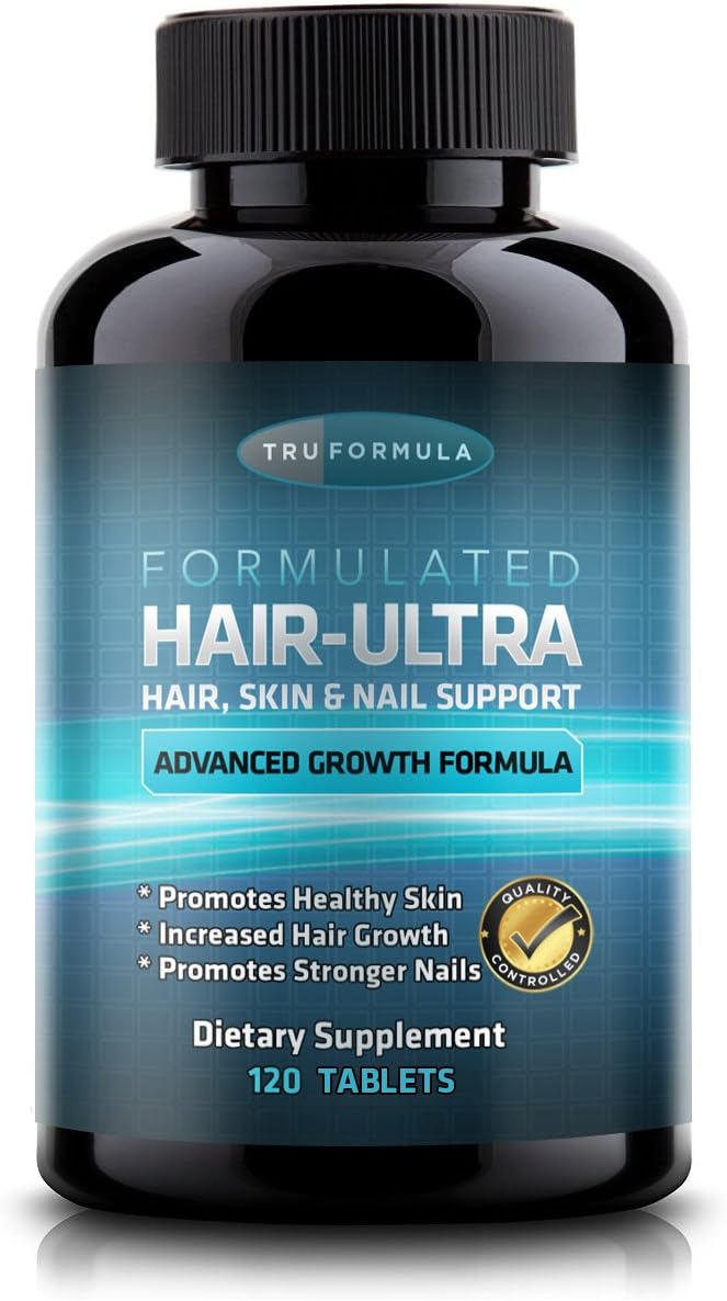 TruFormula Formulated Hair Ultra Growth Formula for Improved Skin Tone, Healthy Hair & Strong Nails, 120 Capsules