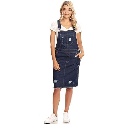 distressed denim overall dress