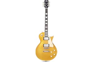 Fesley LP Electric Guitar with Arched Top:39" Solid Body Electric Guitars with Mahogany Body and Rosewood Fretboard,Electric Guitar with Humbucker Pickups, Guitarra Eléctrica with Alice String,Gold