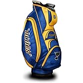 Team Golf NHL St Louis Blues Victory Golf Cart Bag, 10-way Top with Integrated Dual Handle & External Putter Well, Cooler Pocket, Padded Strap, Umbrella Holder & Removable Rain Hood