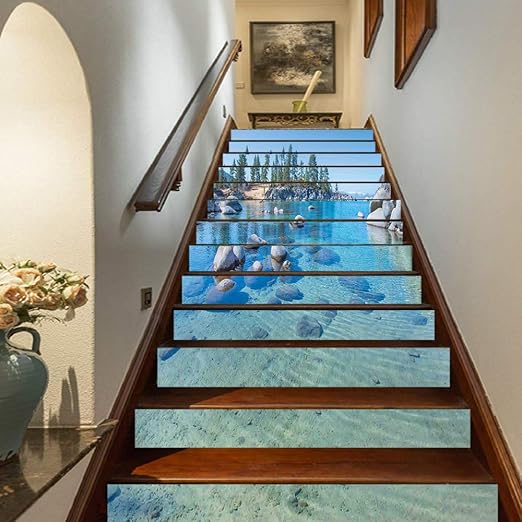 Amazon Com Lake House Decor Staircase Stickers Lake Landscape