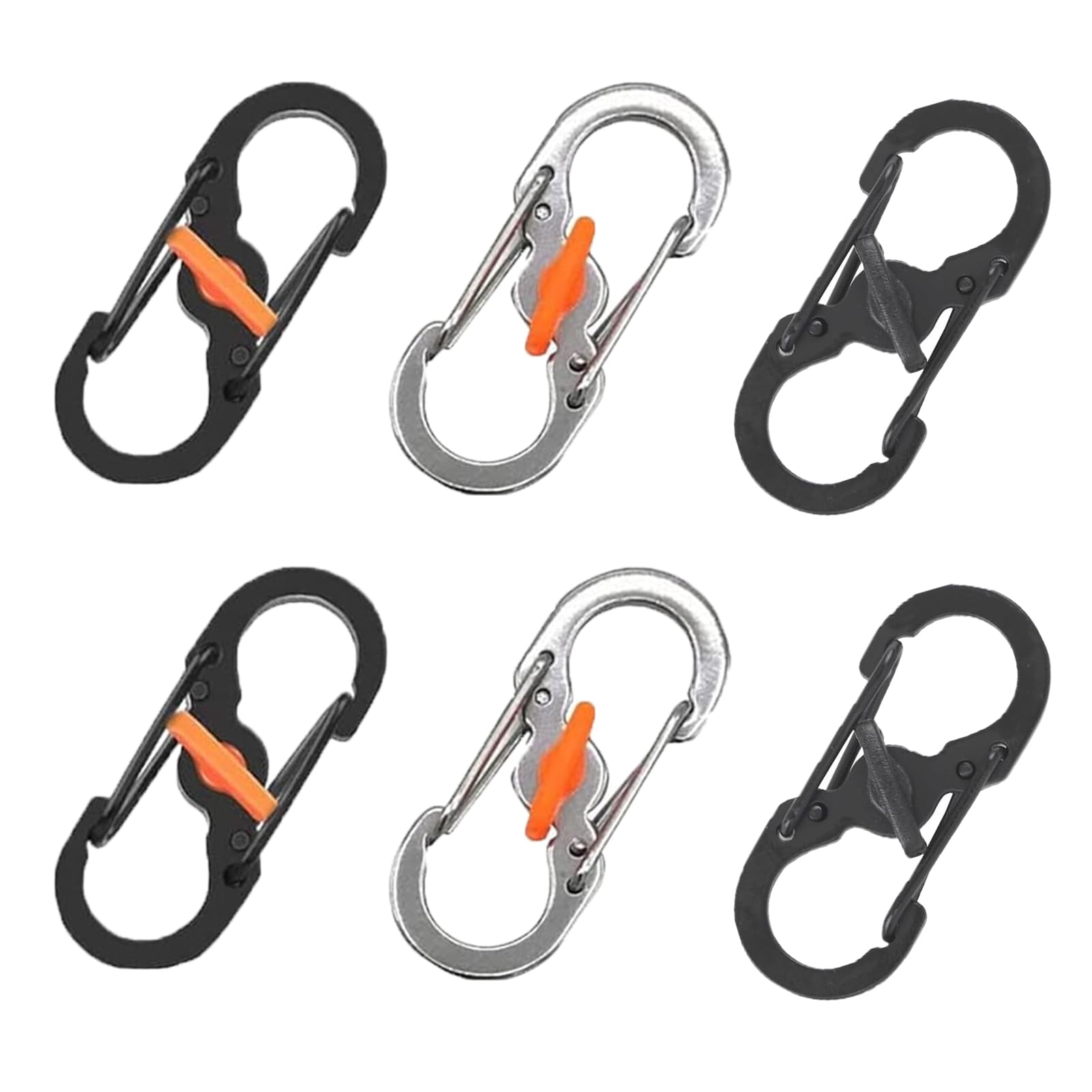 6 PCS S Carabiner Clip, S Ring Locking Carabiner Keyring Clip Dual Spring Opening Keychain Clip, Double Small Carabiner Clips with Secure Lock for Home Outdoor Hiking Camping Fishing Travel Keys