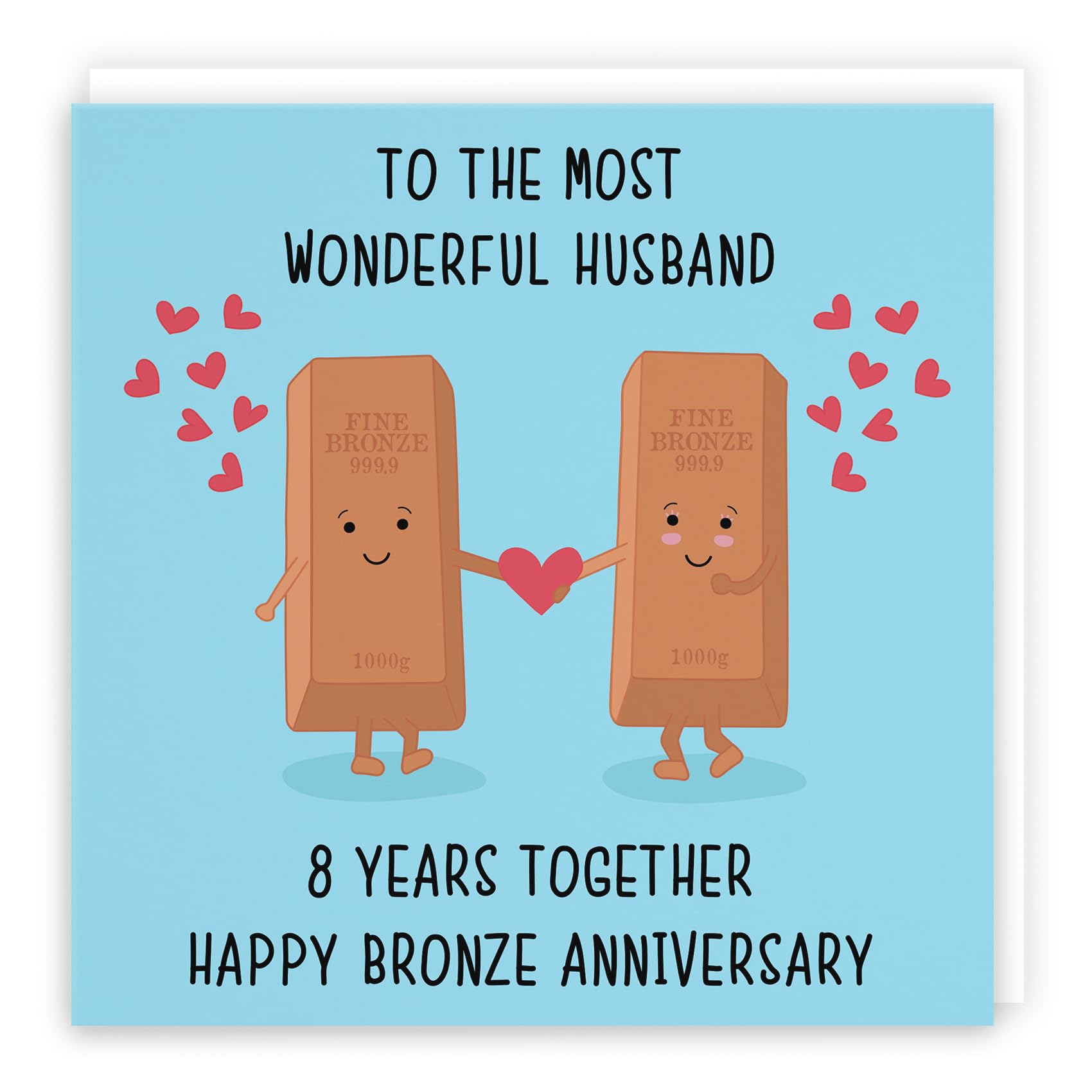 Hunts England - Husband 8th Anniversary Card - To The Most Wonderful Husband - 8 Years Together - Happy Bronze Anniversary - Iconic Collection — image 1