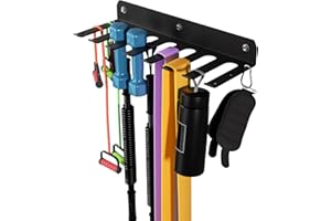 EVERYMATE Multi-Purpose Gym Equipment Storage Rack-Heavy-duty, Home Gym Accessories Storage Rack, Barbell Holder Strength Training Weight Racks for Resistance Bands Jump Ropes Carabiners Included