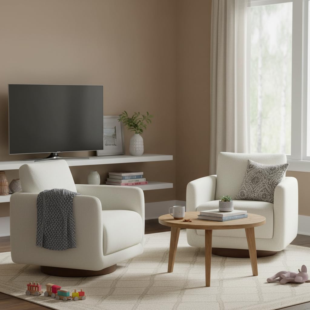 Photo 1 of ***single chair, partial set*** Modern Swivel Accent Chair, 360° Rotating Round Barrel Armchair with Performance Fabric Upholstery for Living Room, Bedroom, Office, Reading Nook, Set of 2,Cream