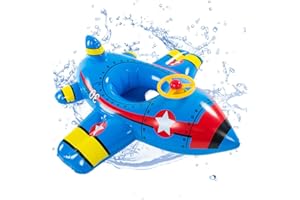 Growinlove Baby Pool Float Inflatable Airplane - Baby Floats with Steering Wheel and Horn, Swim Float Water Toys for Kids Summer Fun