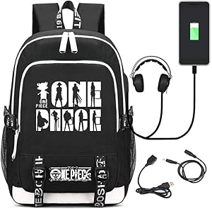 Siawasey Anime One Piece Cosplay Chopper Luffy Backpack Daypack Bookbag Laptop School Bag with USB Charging Port