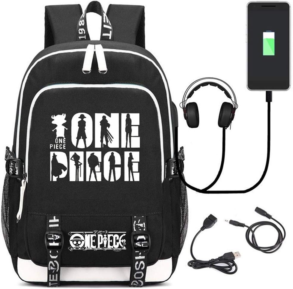 Anime One Piece Cosplay Chopper Luffy Backpack Daypack Bookbag Laptop School Bag with USB Charging Port