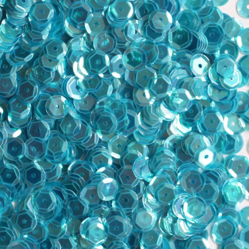 6mm CUP SEQUINS Facet PAILLETTES ~ AQUA CRYSTAL Rainbow Iris ~ Loose paillette sequins for embroidery, applique, arts, crafts, bridal wear and embellishment. Made in USA
