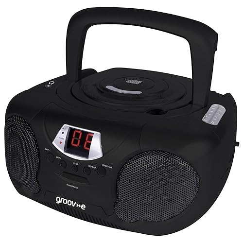 Groove Boombox Portable CD Player with Radio & Headphone Jack Black