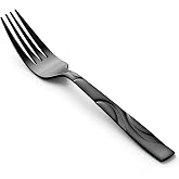 FONGDANLAITE 12-Piece Black Dinner Forks | Heavy Duty 8 inches Stainless Steel Fork Silverware, Dishwasher Safe Utensils for Restaurant &amp; Home