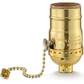Lamp Socket with Pull Chain, E26 Standard Threaded Base, Lamp Parts for Table and Floor Lamps Replacement, Light Bulb Socket with Pull Chain Switch, UL Listed, 1 Pack (Gold)