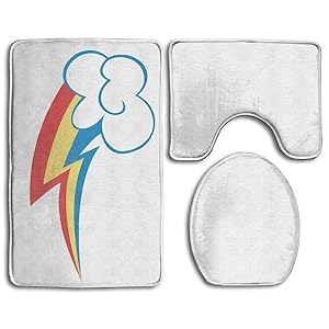 Rainbow Dash Cutie Mark Prints 3 Piece Non-Slip Bathroom Rugs Set Living Room Anti-Skid Pads Bath Mat + Contour + Toilet Lid Cover