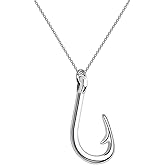 CENWA Fish Hook Necklace Pendant Jewelry - Fishing Gift for Couple