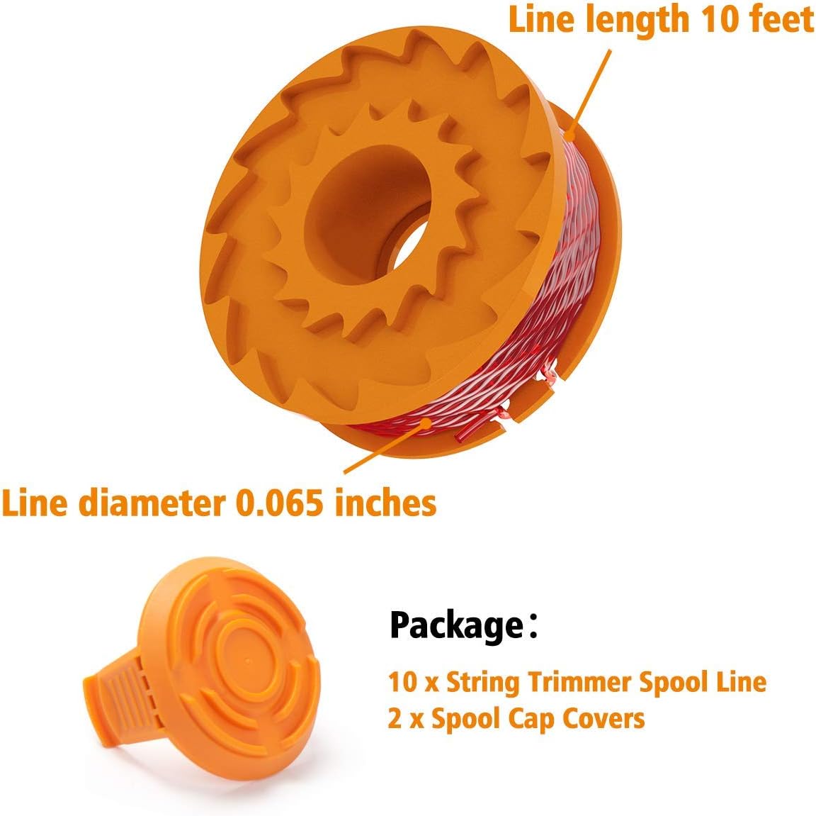 X Home Durable WA0010 Pre-Wound Weed Eater String Combo Set Compatible with Worx WG163, WG180 Trimmers, Easy to Install(10 Spools & 2 Caps) : Garden & Outdoor