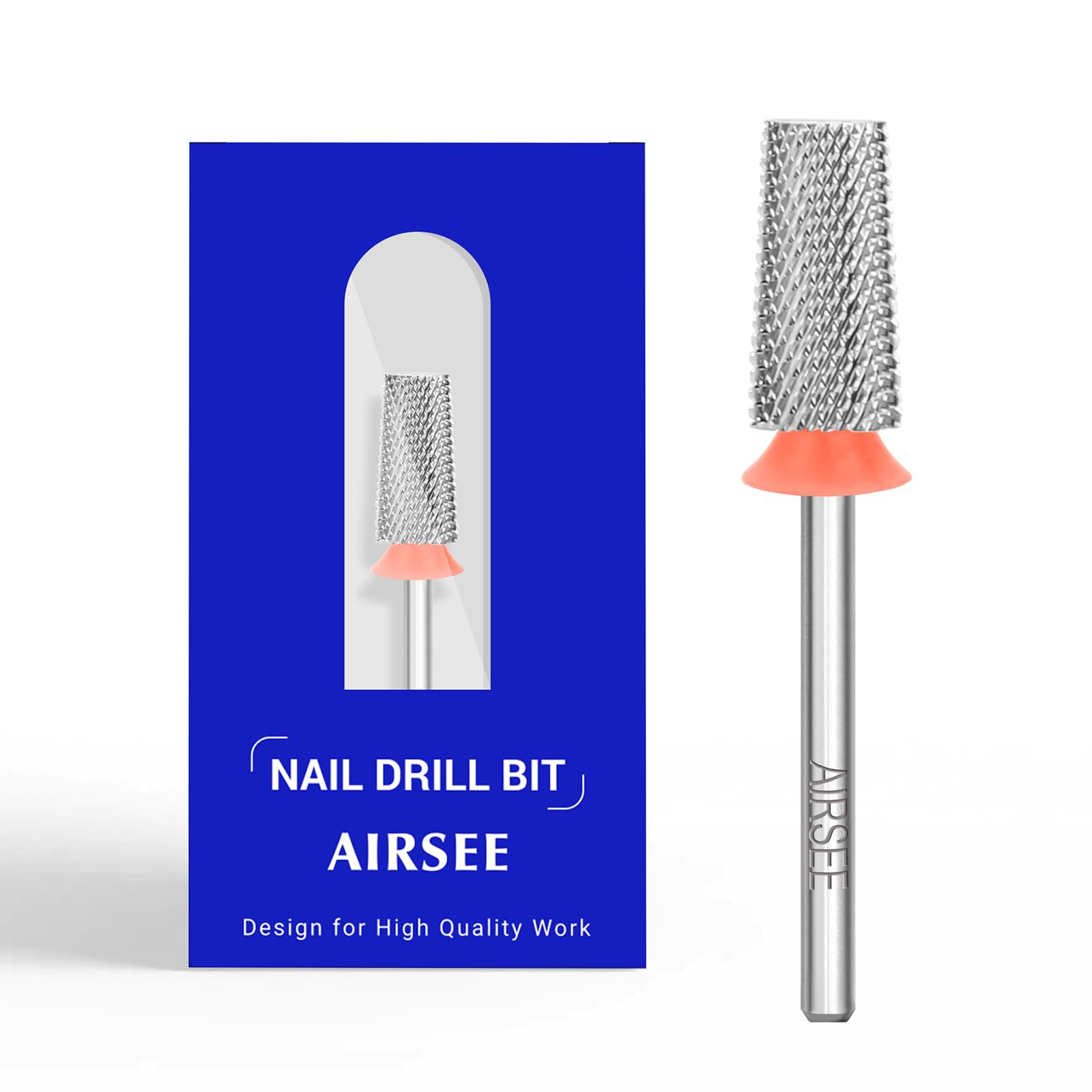 Photo 1 of AIRSEE Tungsten Carbide Acrylic Nail Drill Bit Efile Electric File Machine Head Tip for Manicure Polishing Art Remove Gel 3/32" 2 Way Professional Tech Flat Top Tapered Barrel Fine-F