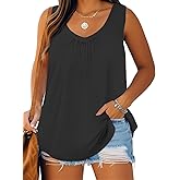 VISLILY Womens-Plus-Size-Tank-Tops Summer Trendy V Neck T Shirts Casual Flowy Sleeveless Blouse Comfy Tunics Tee XL-5XL