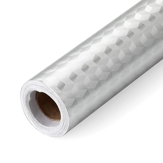 KINLO 2 Rolle 0.61 x 5 m Aluminium Folie Aufkleber Küchen Selbstklebende Küchenfolie Hitzebeständig Tapete Öl-Resistent Wasse
