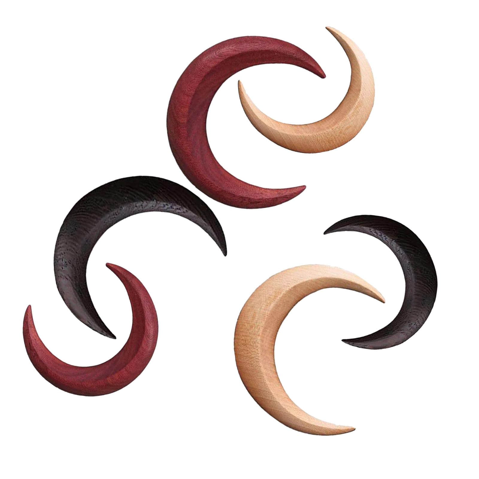 6pcs Hand Carved Crescent Moon Hair Fork, Moon Hairpin for Women Moon Hair Stick Moon Hair Clip Wooden Moon Barrettes for Hair Styling - 2 Size