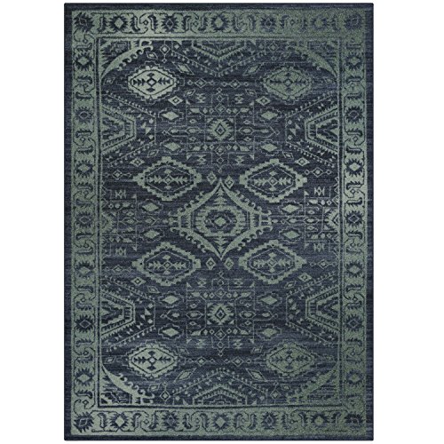 Maples Rugs Area Rugs, [Made in USA][Georgina] 5' x 7' Non Slip Padded Large Rug for Living Room, Bedroom, and Dining Room - Navy Blue/Green