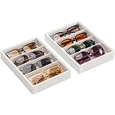 Lolalet Sunglasses Organizer Tray, Velvet Glasses Eyewear Organizer Trays, Sunglass Display Drawer Storage for Women Men