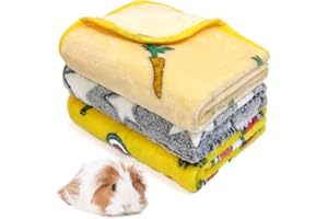 Tierecare Guinea Pig Blanket (3 Pack) Ultra Soft Pet Fleece Blankets Warm Sleep Mat Flannel Sofa Cover for Dog Cat Hamster Rabbit Fluffy(S)