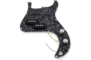 GENERIC Shengsui Pre-wired Bass Pick Guard Loaded P Bass Pickguard for Fender Precison P Bass Part Black Pearl