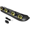 Auto Dynasty Universal Black Frame Amber Lens Roof Mounted Fog Light + Bulbs + Switch