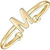 PAVOI 14K Gold Plated Initial Letter Adjustable Ring for Women - Thin Initial Band - Dainty Fashion Jewelry Gifts