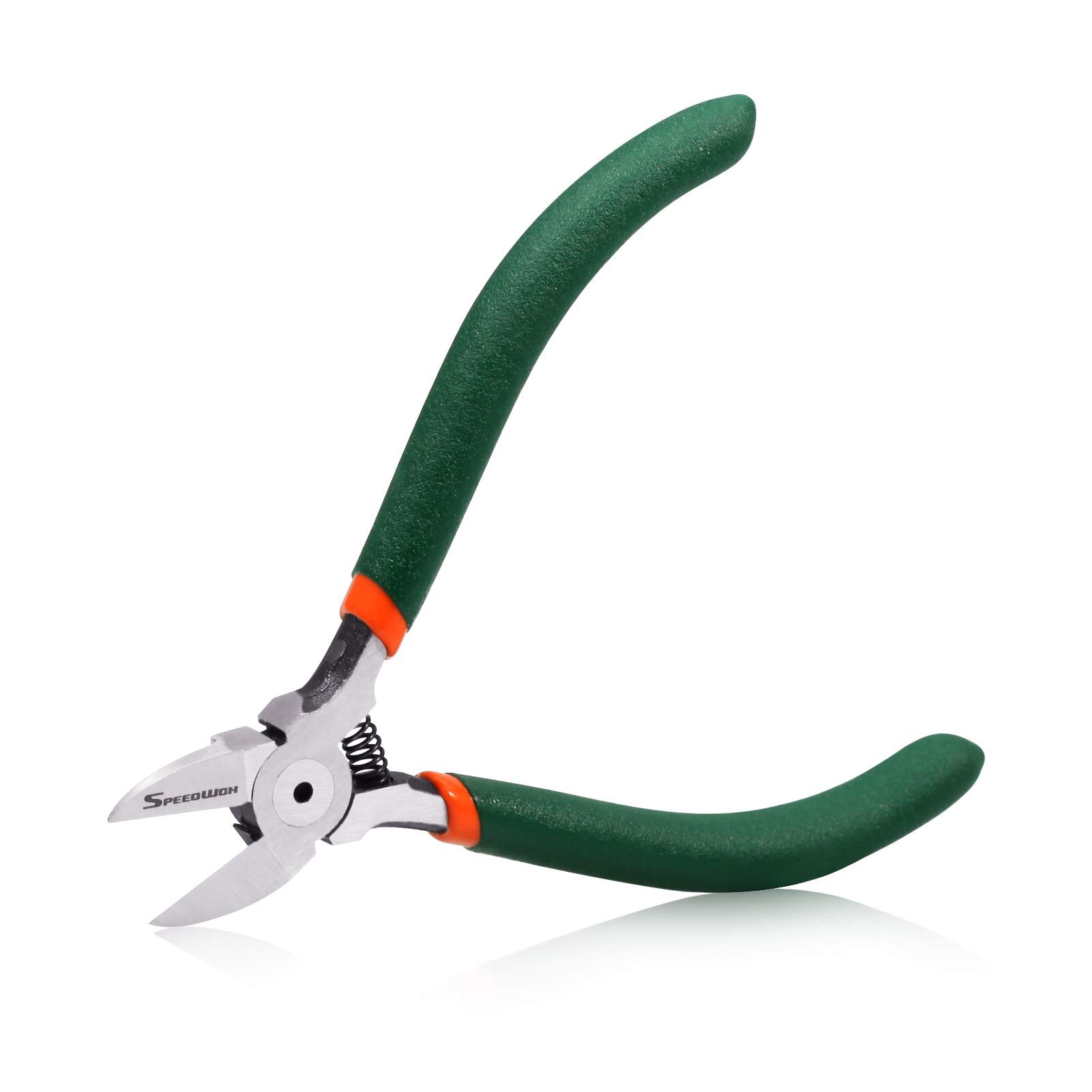 SPEEDWOX 6 Inch Wire Flush Cutters, Precision Side Cutter, Spring Loaded, Anti-Slip Grip, Green and Orange, Carbon Steel, Basic Warranty, Wire Cutters, Pliers — image 1