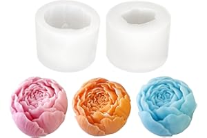 ZAKVOOR 2 Pcs Rose Flower Shape Candle Mold Valentine's Day Resin Casting Silicone Mold for DIY Aromatherapy Candles Wax Plaster Polymer Clay Decoration