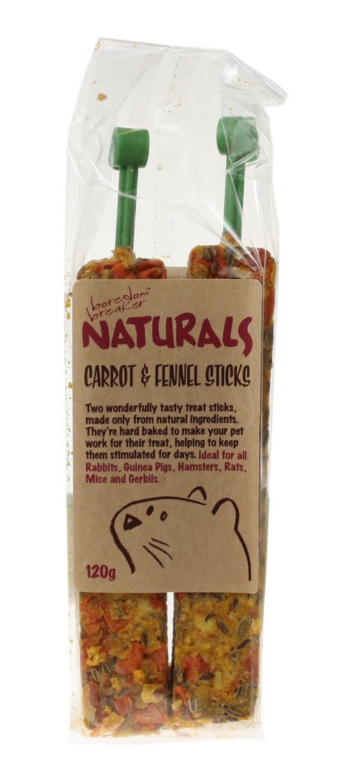 Rosewood Naturals Carrot & Fennel Sticks 140g – Healthy Small Animal Treats for Rabbits, Guinea Pigs, Hamsters, Rats, Mice & Gerbils – Pack of 2 Natural Crunchy Snack Sticks — image 1