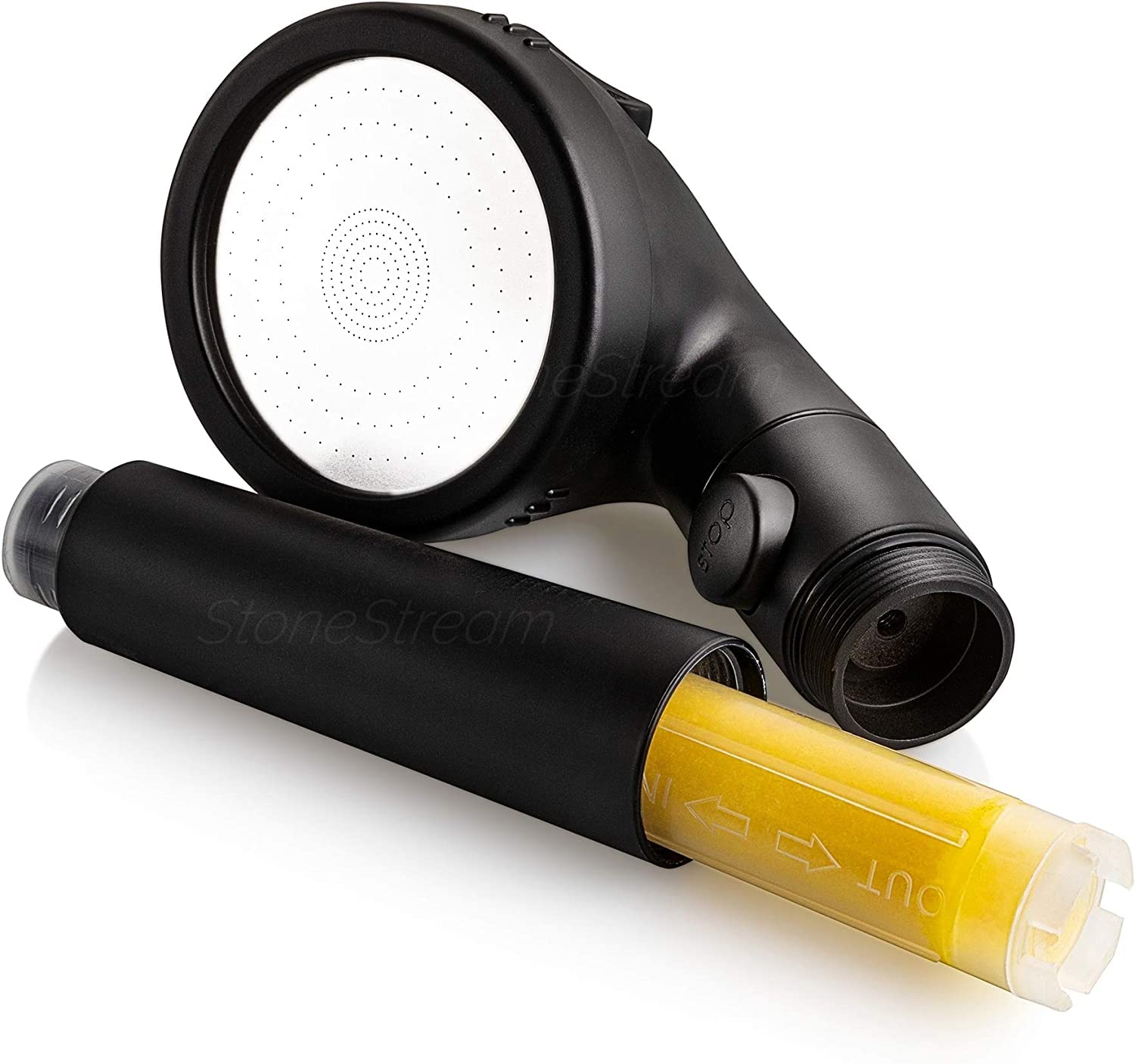 Original StoneStream® EcoPower Shower Head System — Spa Like Vitamin C Ionic Filter to Soften & Save Water — for Non-Electric Showers Only — Matte Black