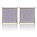 Hip Hop Jewelry Iced Out Large Square Flat Screen Block Screw Back Stud Earring Micro-Paved With Cz Simulated Diamonds