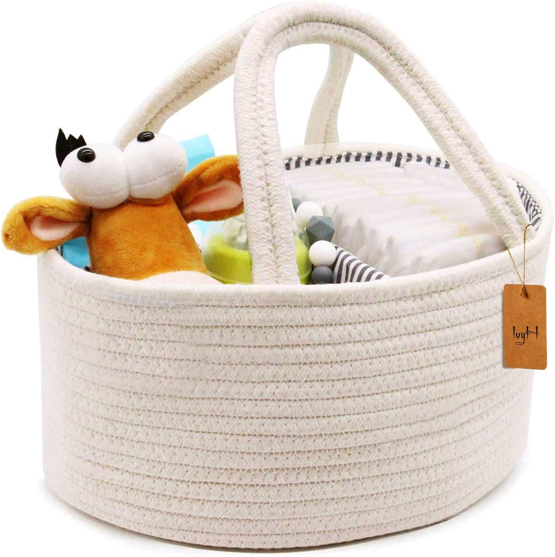 IvyH Baby Diaper Caddy Portable Storage Bin with Removable Handles and