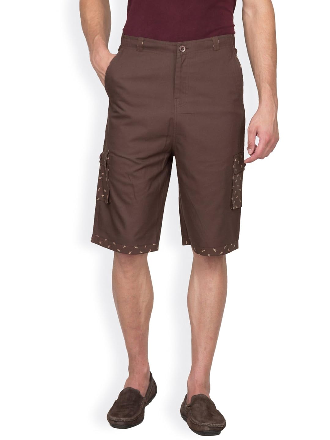 hypernation brown color casual three fourth for men