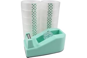 Aacehlh Desktop Tape Dispenser,1 Pack Green Tape Dispensers with 12Rolls Transparent Tape, for Packaging in Office,Restaurant, Flower Shop,Cake Shop (Green)