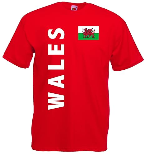 World-of-Shirt Herren T-Shirt Wales EM 2016 Trikot Fan Shirt