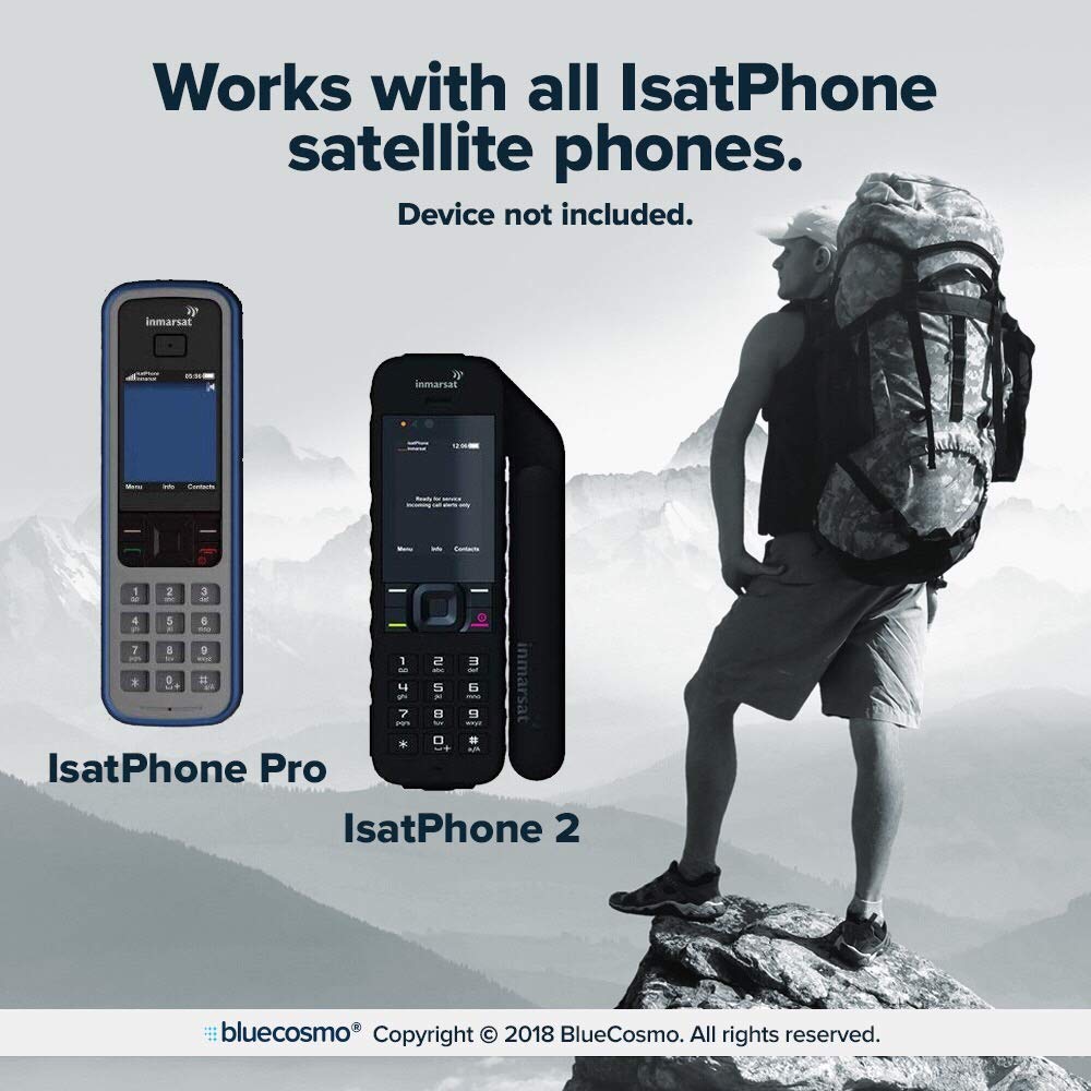 BlueCosmo IsatPhone 100 Unit Global Prepaid Satellite Phone Service SIM Card - 90 Day Expiry - No Activation Fees - Voice & SMS Text Messaging