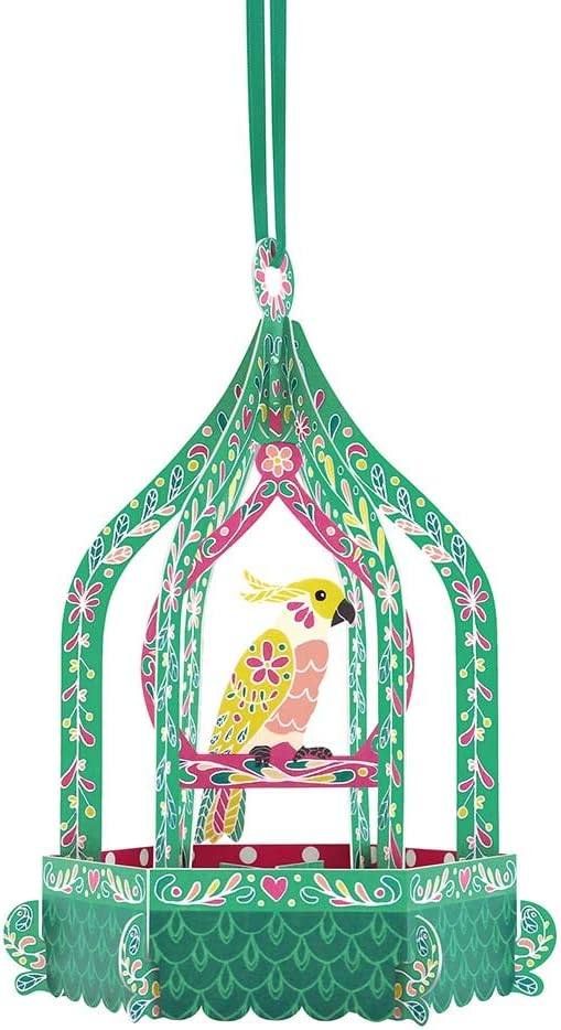 SANTORO, 3D Pop Up Greeting Card - Birdcage Cockatoo - for Her for Mum Birthday, Mother's Day, Multicolored, 10 x 14 cm