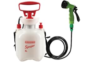 CLICIC 0.52 Gallon Pressure Sprayer with 7 Spray Modes, Camping Shower with Removable Hose and Shower Head for Camping Outdoor Traveling Hiking and Pet Bath 2L
