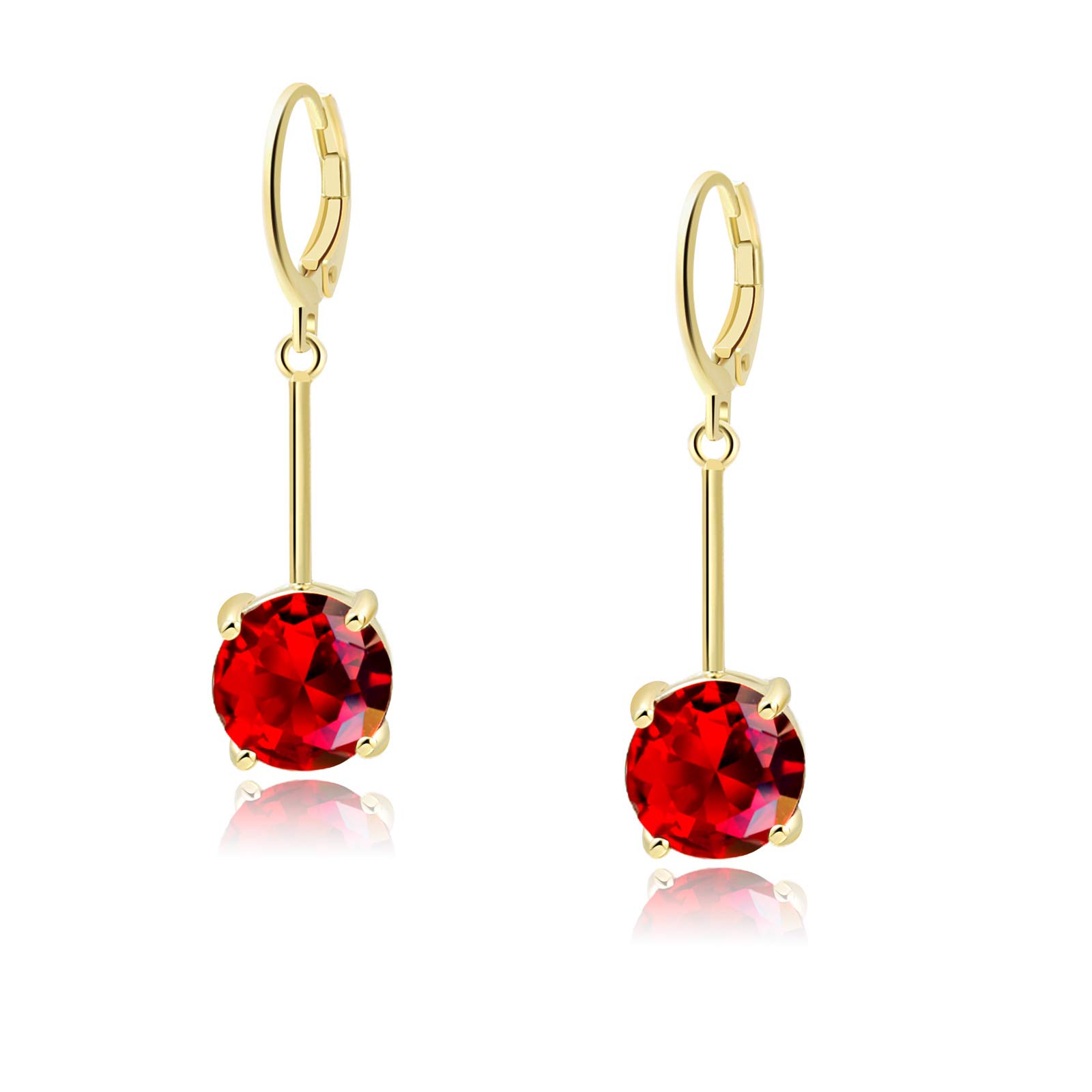 VONSSY Classic Fashion Ruby Drop Dangle Cherry Earrings for Woman with 5A CZ Gold Silver Red Gemstone Jewelry for Girls Wife Girlfriend Friends Mother Sister Daughter Gift