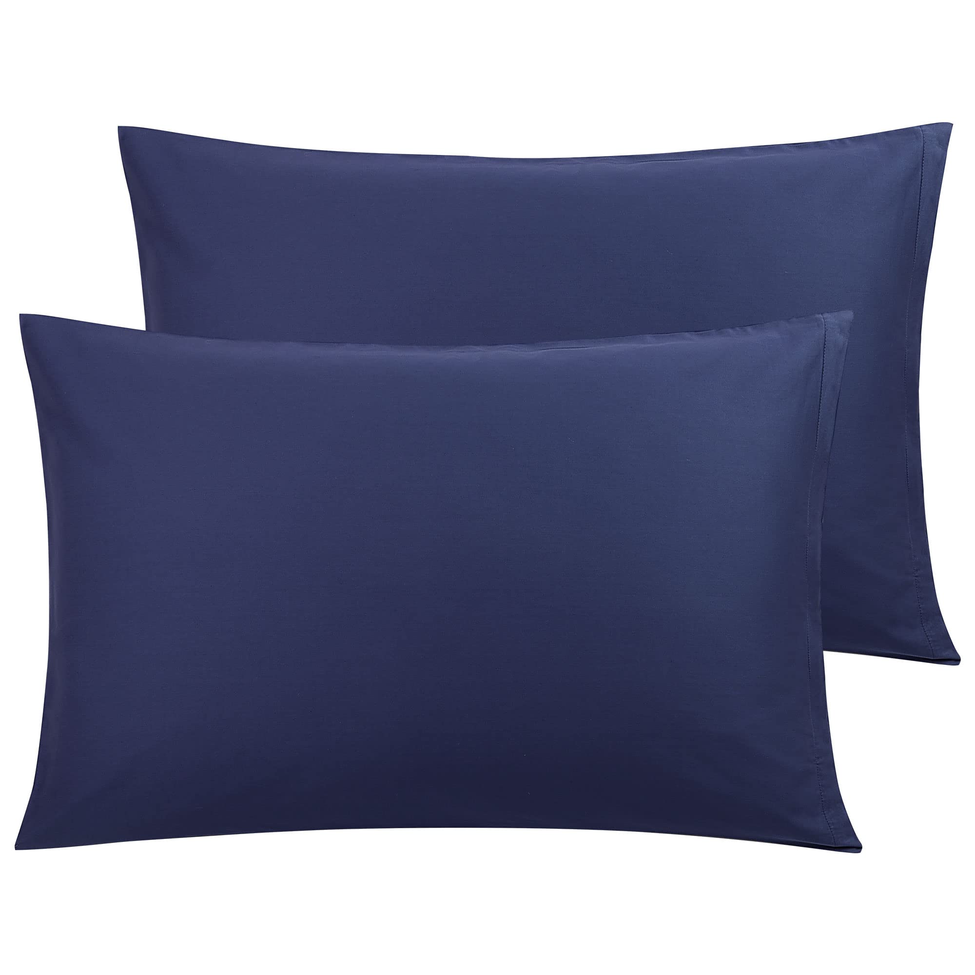 PiccoCasa 100% Cotton Pillowcases Set of 2, Soft Breathable Pillow Covers with Zipper Closure Bedroom Modern Hotel Pillow Case Navy Blue 50 x 90cm