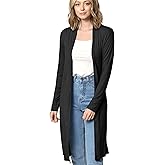 Made By Johnny Women's Solid Long Sleeve Open Front Drape Long Cardigan Duster - Comfortable & Stylish Outerwear