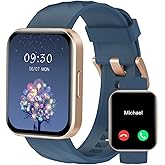 RUIMEN Smart Watches for Women Men (Answer/Make Calls) Compatible with iPhone/Android Phones, 1.85" HD Screen Fitness Tracker Heart Rate Monitor 100+ Sports Tracker Watch Waterproof (Blue)