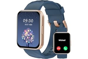 RUIMEN Smart Watches for Women Men (Answer/Make Calls) Compatible with iPhone/Android Phones, 1.85" HD Screen Fitness Tracker Heart Rate Monitor 100+ Sports Tracker Watch Waterproof (Blue)